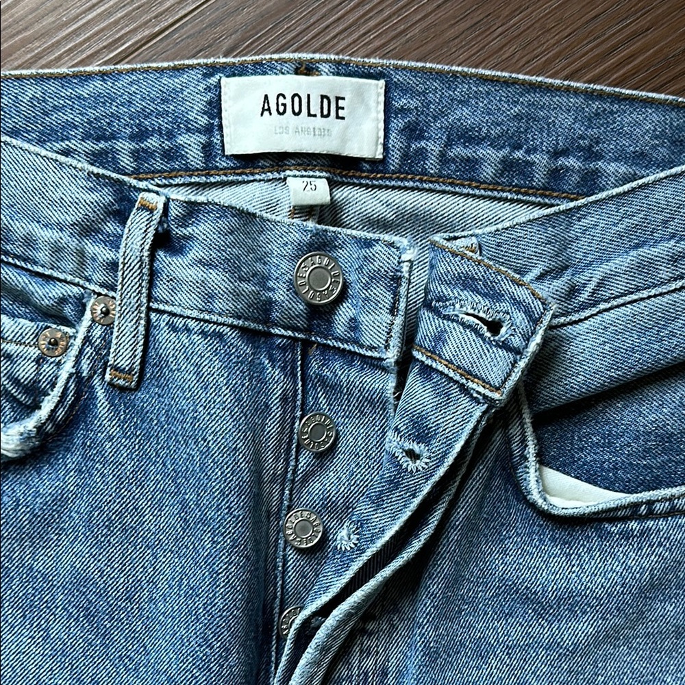 Agolde Organic Denim Straight Leg Button-Fly Jeans 25